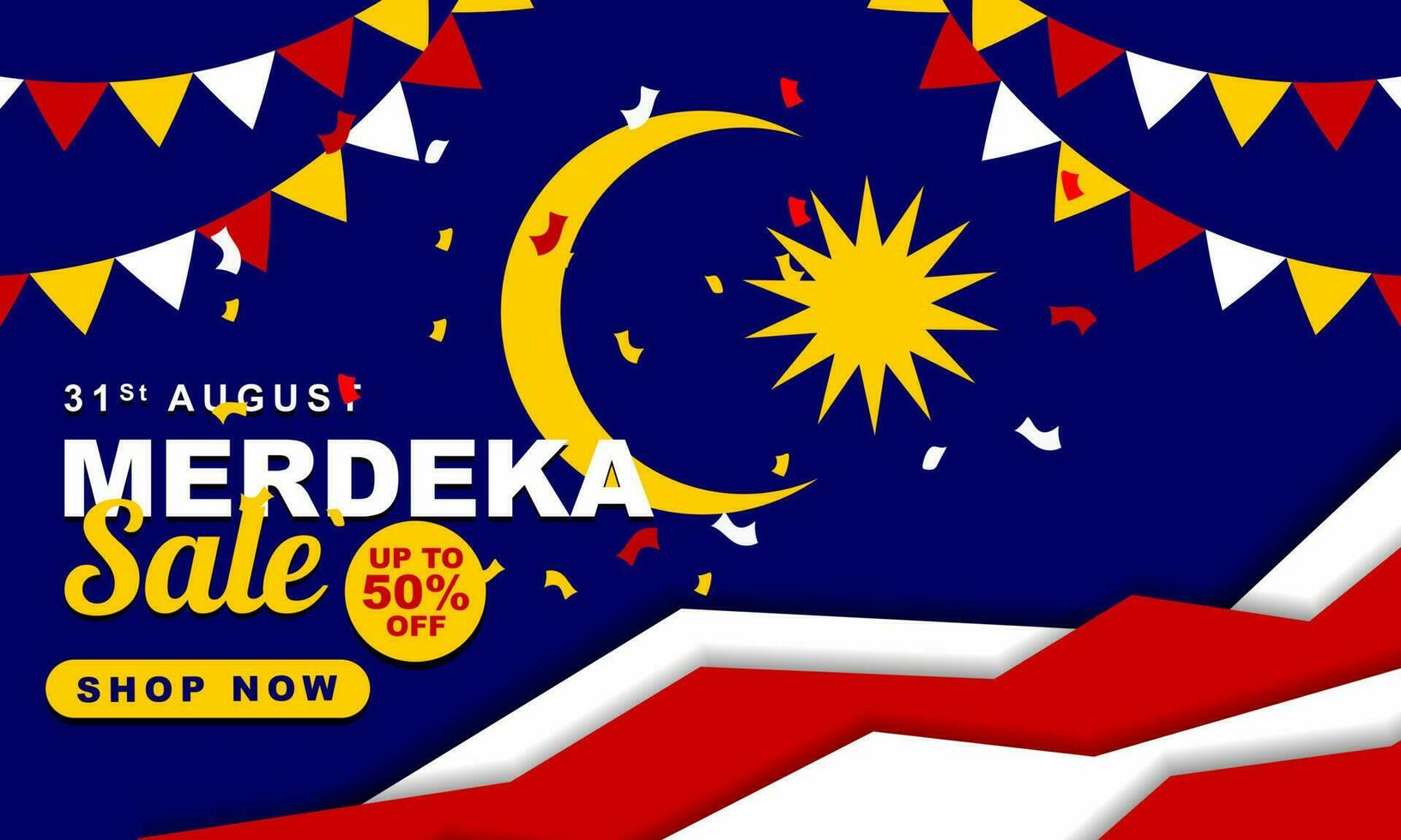 Malaysia independence day sale, social media post or banner poster design for advertisement of malaysia independence day discount on 31 august vector