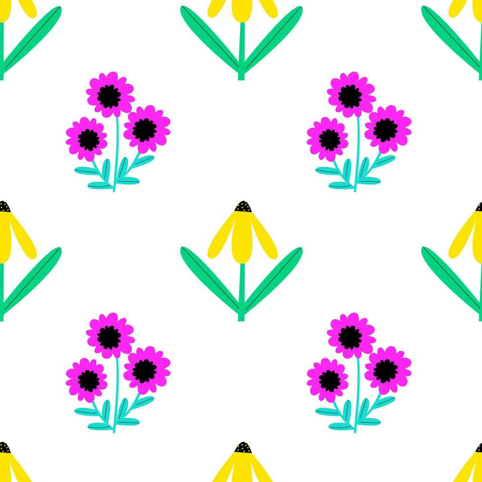 Floral seamless abstract pattern. Endless flowers ornament. vector