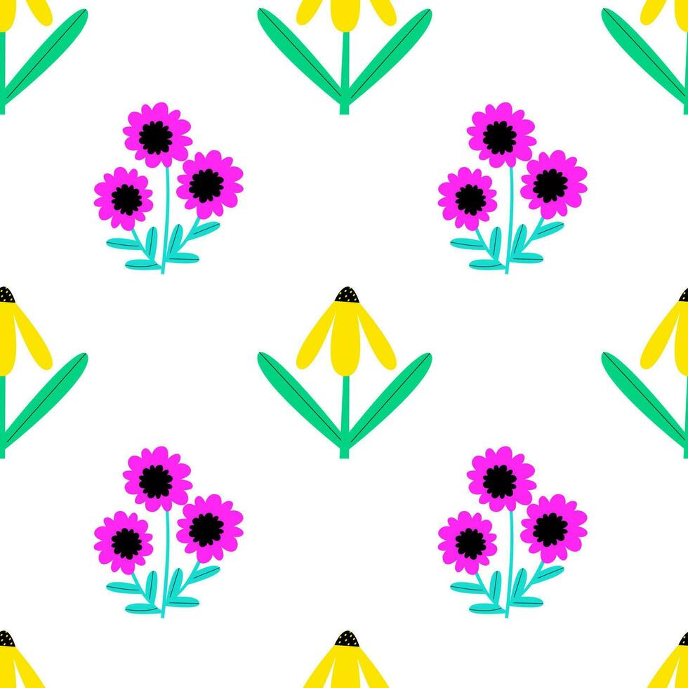 Floral seamless abstract pattern. Endless flowers ornament. vector