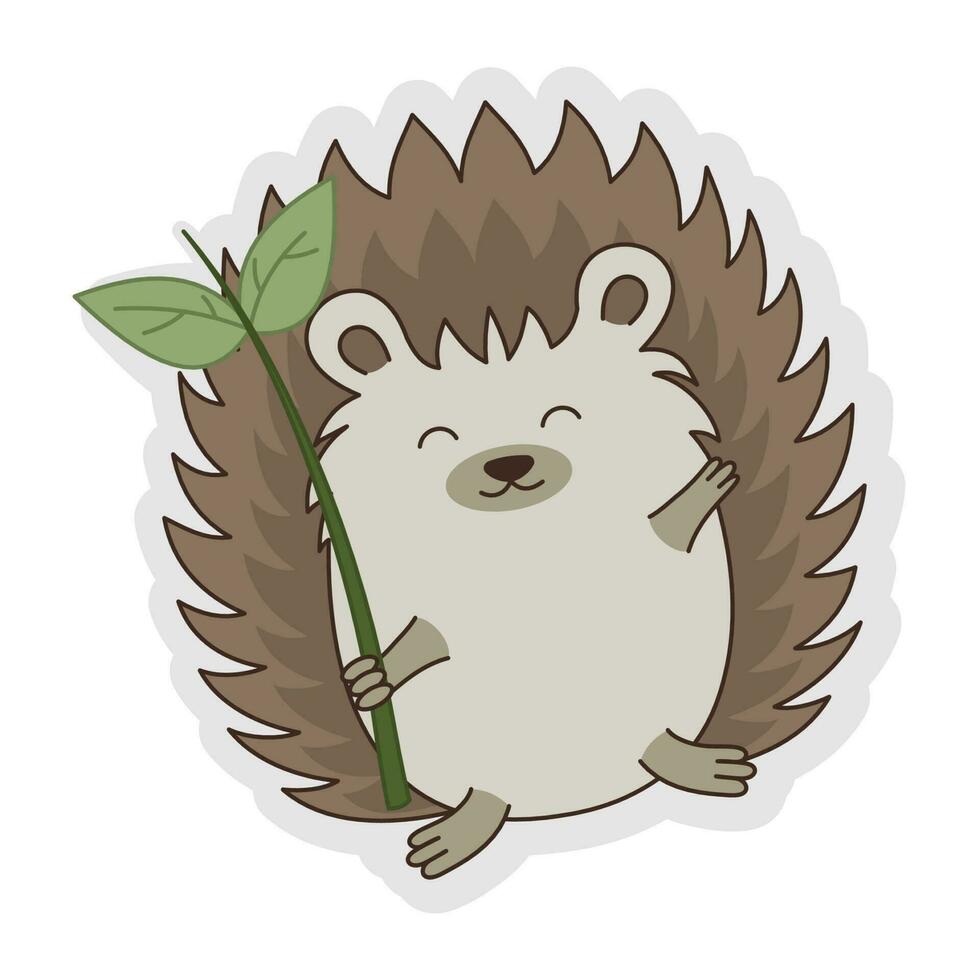 Cute Hedgehog Cartoon Sticker vector