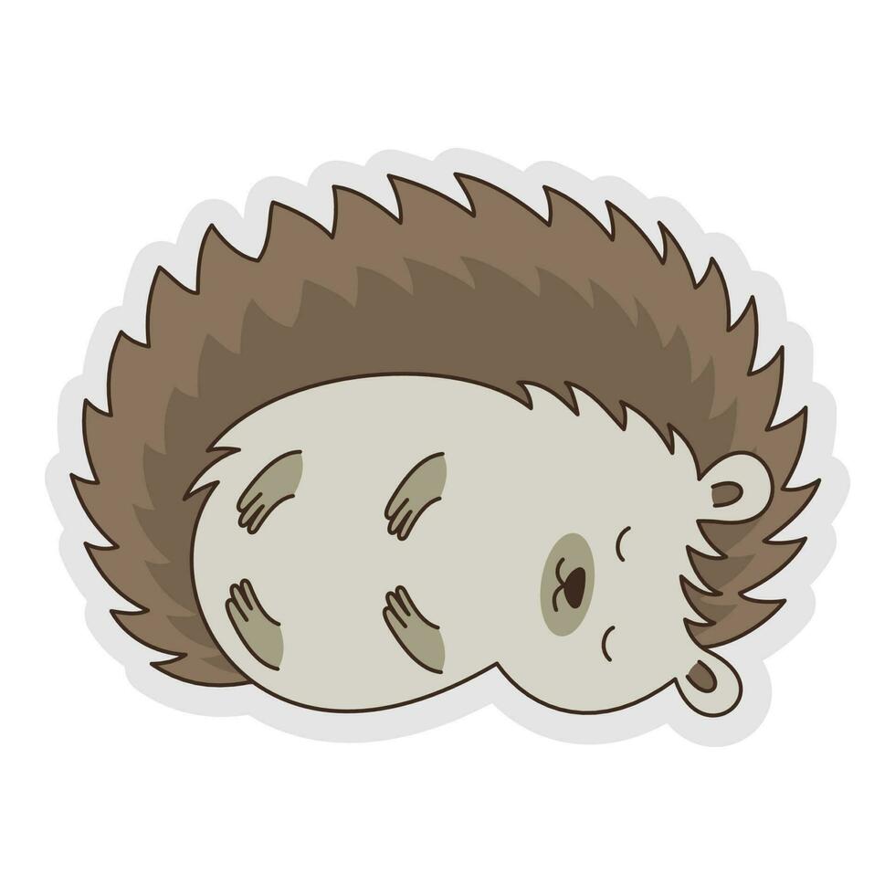 Cute Hedgehog Cartoon Sticker vector