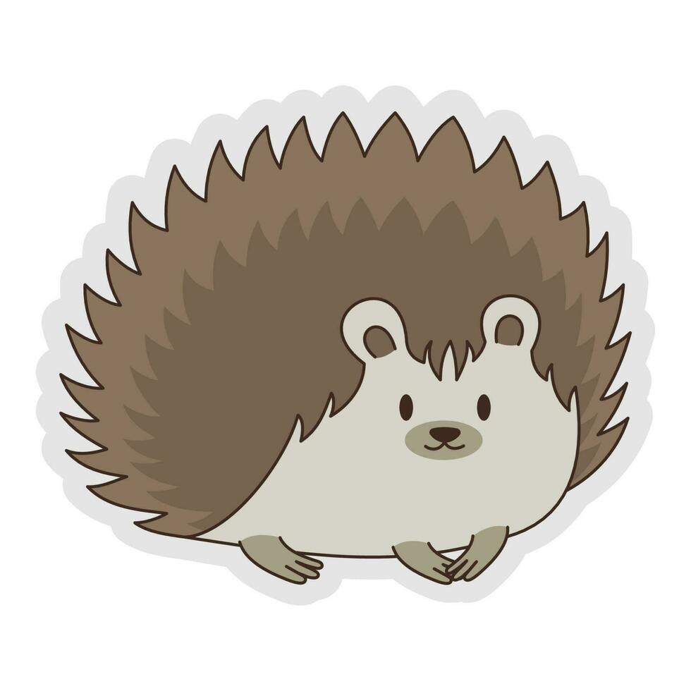 Cute Hedgehog Cartoon Sticker vector