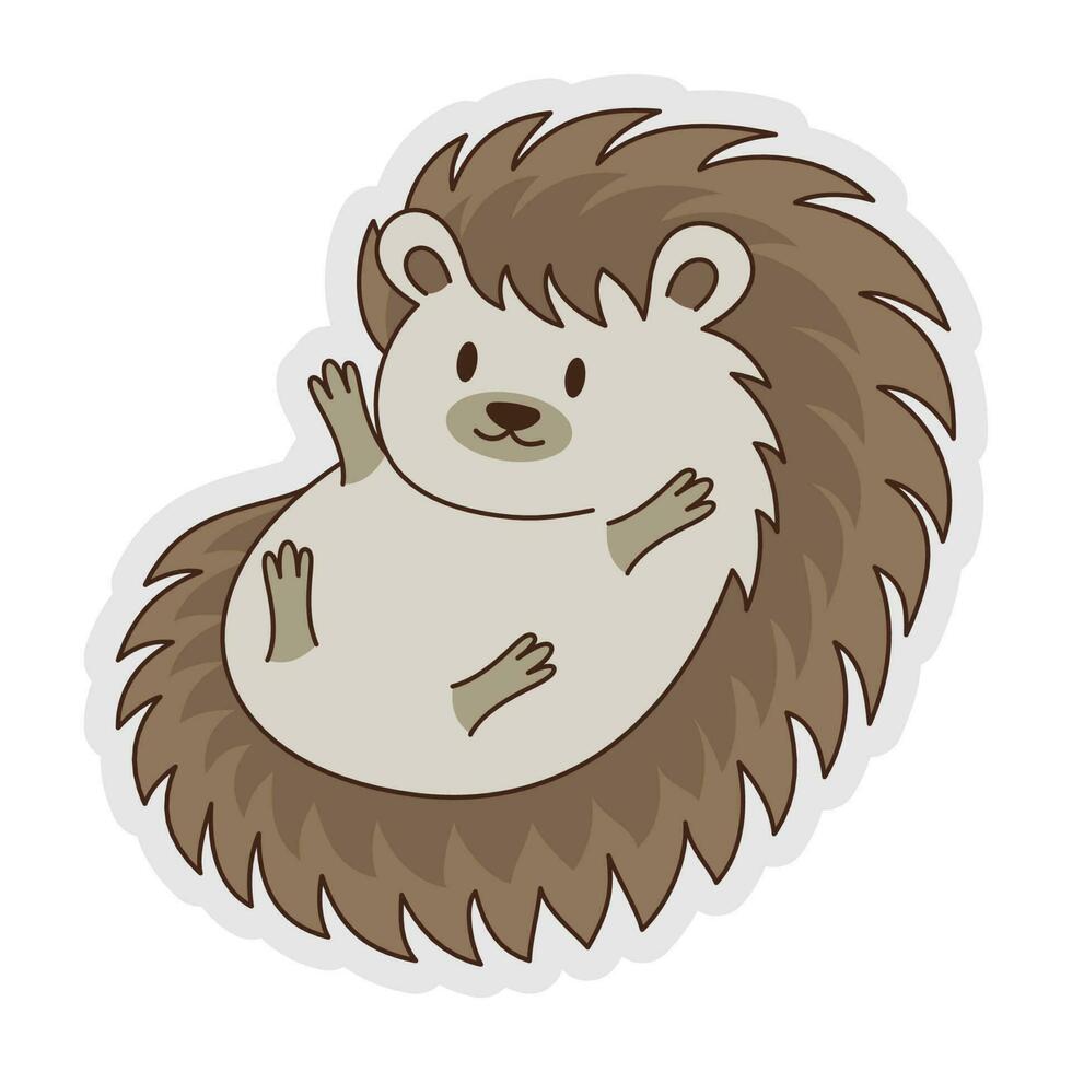 Cute Hedgehog Cartoon Sticker vector