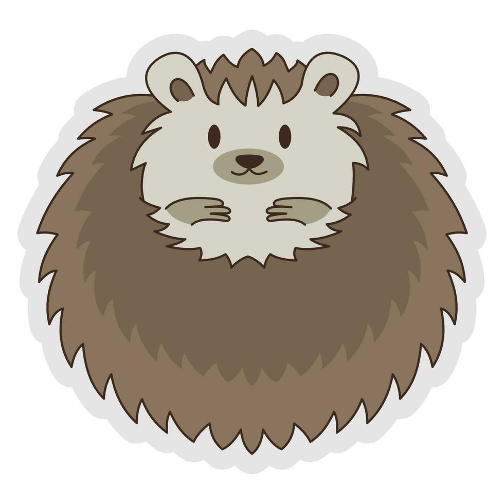 Cute Hedgehog Cartoon Sticker vector