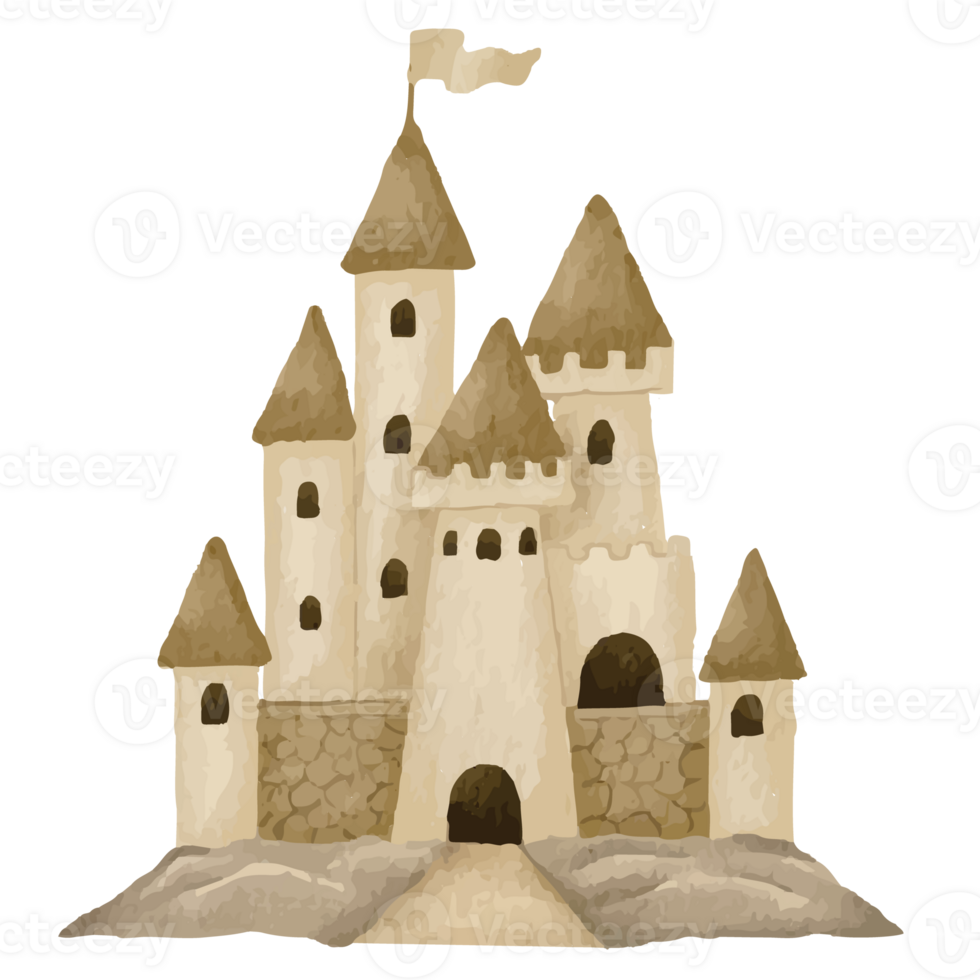 Castle Tower Old ancient gothic tower fortress or fairy citadel Clip art Element Transparent Background png