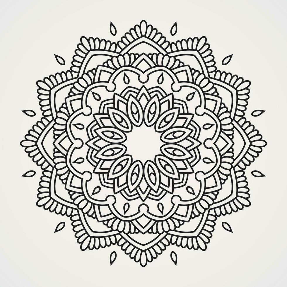 circular mandala with flower-shaped ornaments.  suitable for henna, tattoos, coloring books vector
