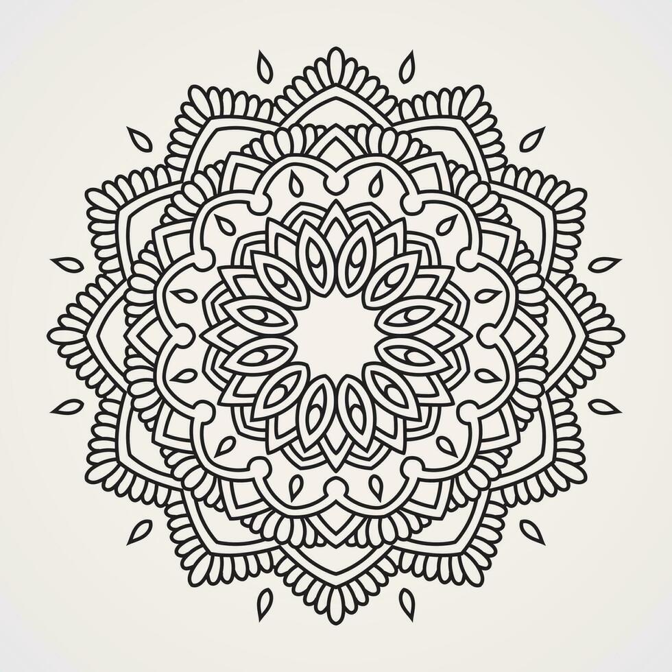 circular mandala con en forma de flor adornos adecuado para alheña, tatuajes, colorante libros vector