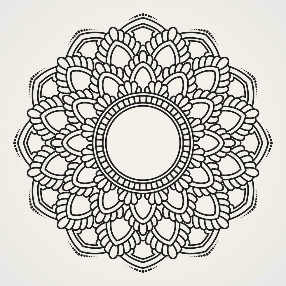 mandala decorating curved petals. mandala ornament with tranquility of the moon image vector