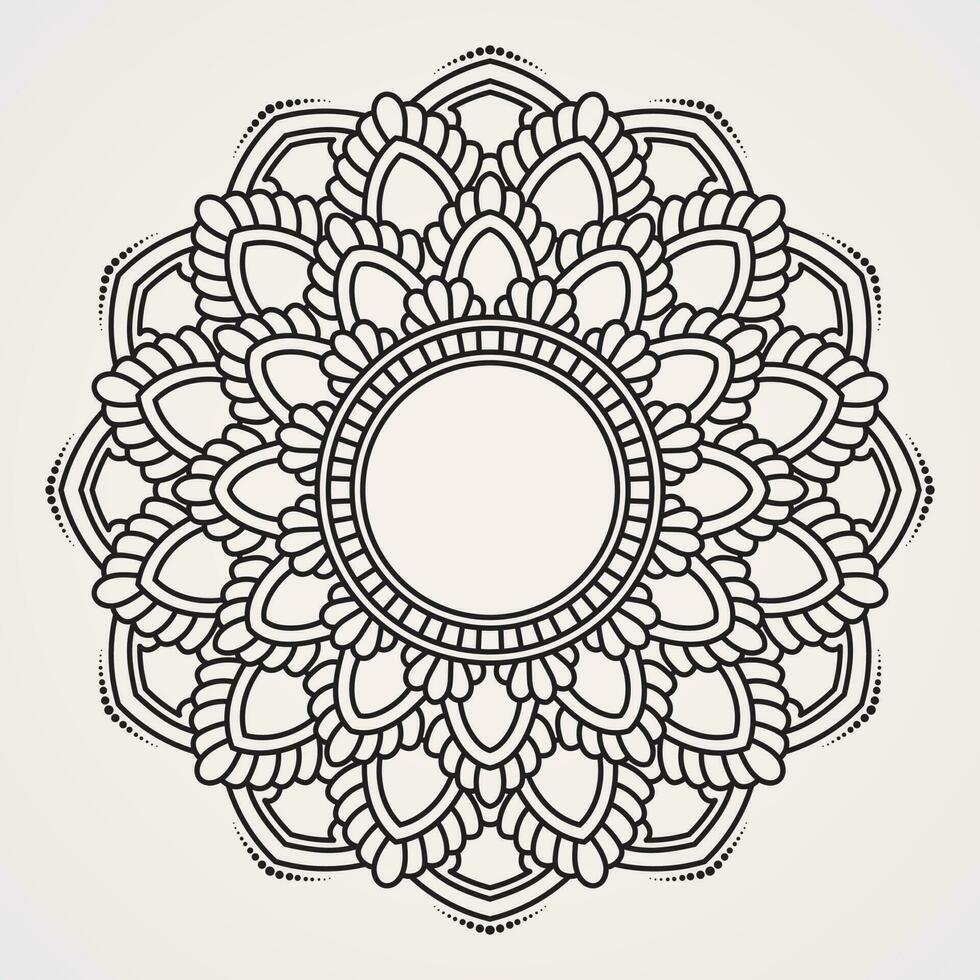 mandala decorating curved petals. mandala ornament with tranquility of the moon image vector