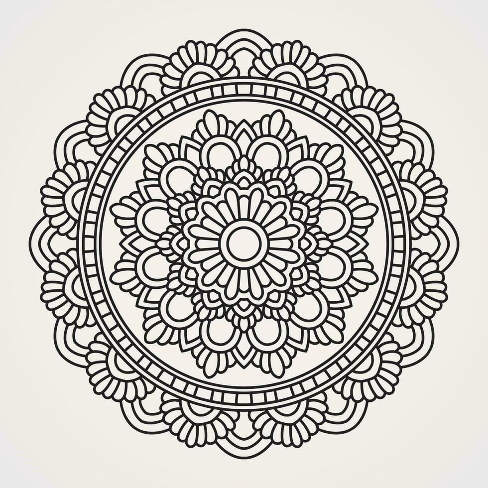 circular pattern of beautiful flower variations.suitable for henna, tattoos, photos, coloring books. islam, hindu,Buddha, india, pakistan, chinese, arab vector