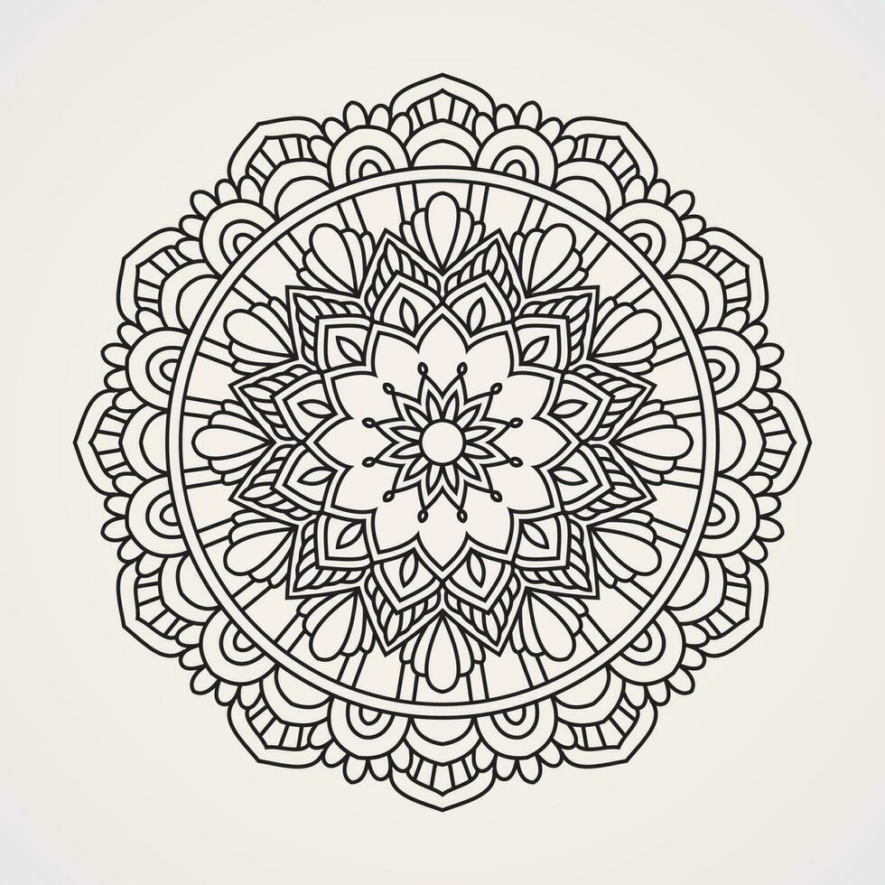 Decorative mandalas are flower-shaped with continuous lines vector