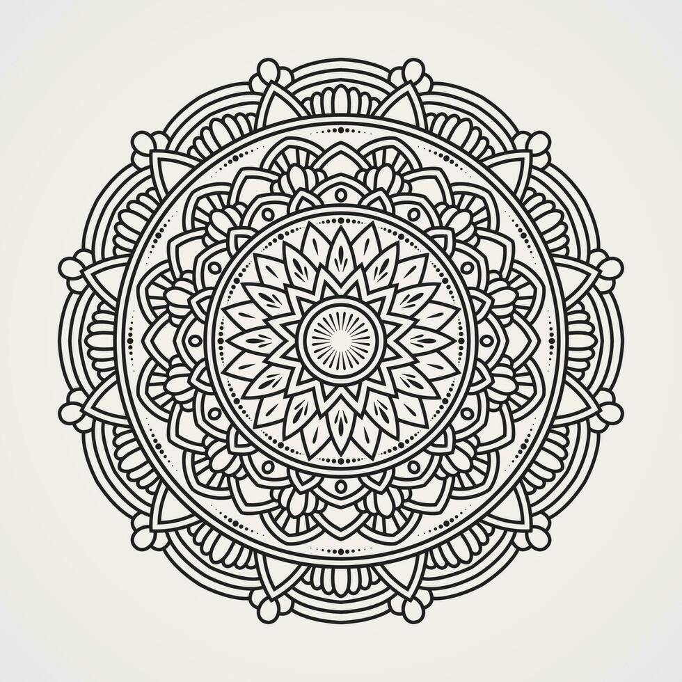 circular decoración con un mezcla de floral adornos adecuado para alheña, tatuajes, colorante libros. islam, hindú, buda, India, Pakistán, chino, árabe vector