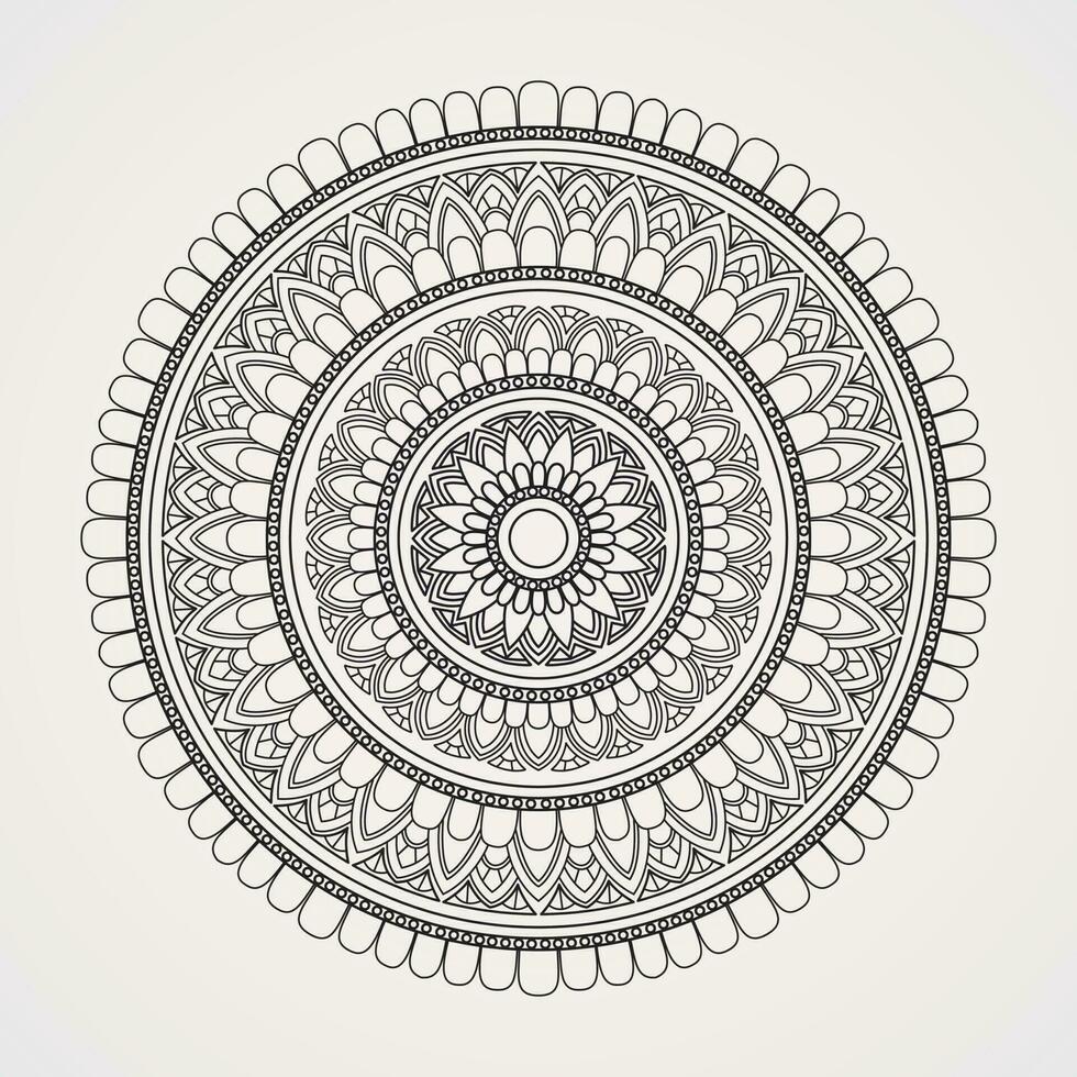 Flower-shaped mandala with many graceful petals vector