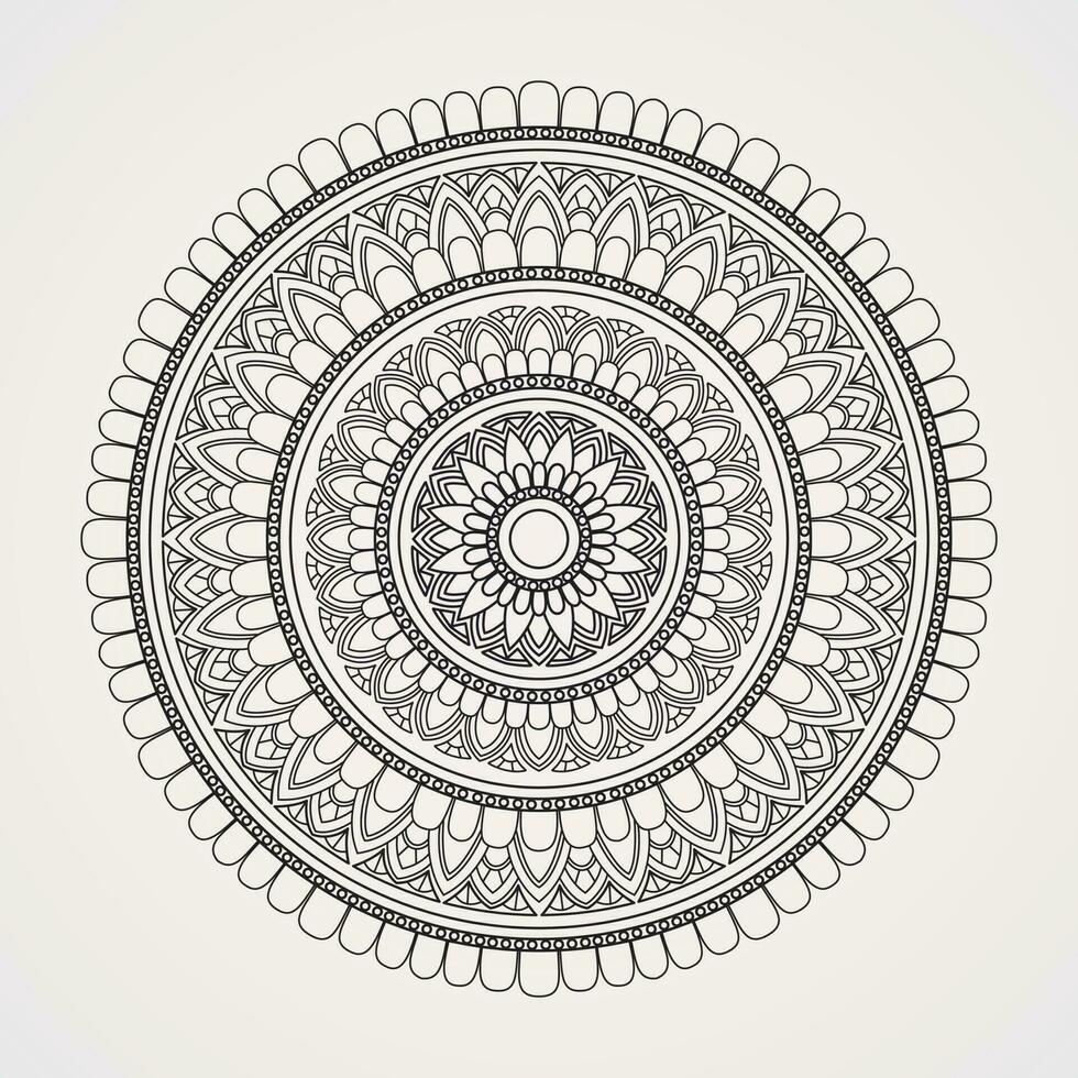 Flower-shaped mandala with many graceful petals vector