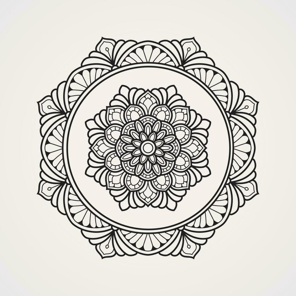 Ornamental Hexagonal Flower Mandala. suitable for henna, tattoos, coloring books vector