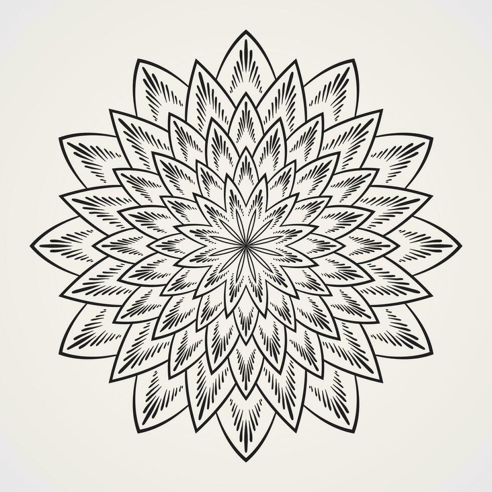 sencillo flor modelo mandala con muchos pétalos decorado con motas vector