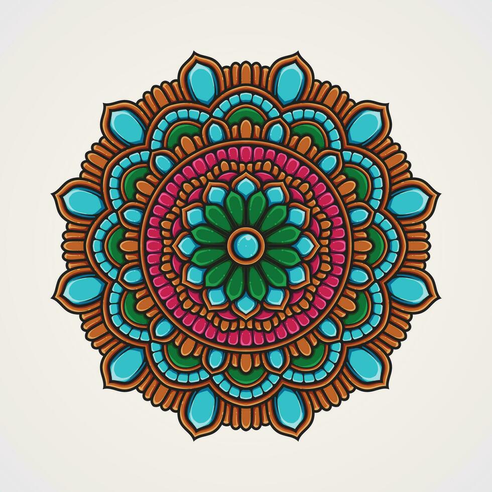 circular modelo con vistoso adornos adecuado para alheña tatuajes colorante libros. islam hindú budista India Pakistán chino árabe vector