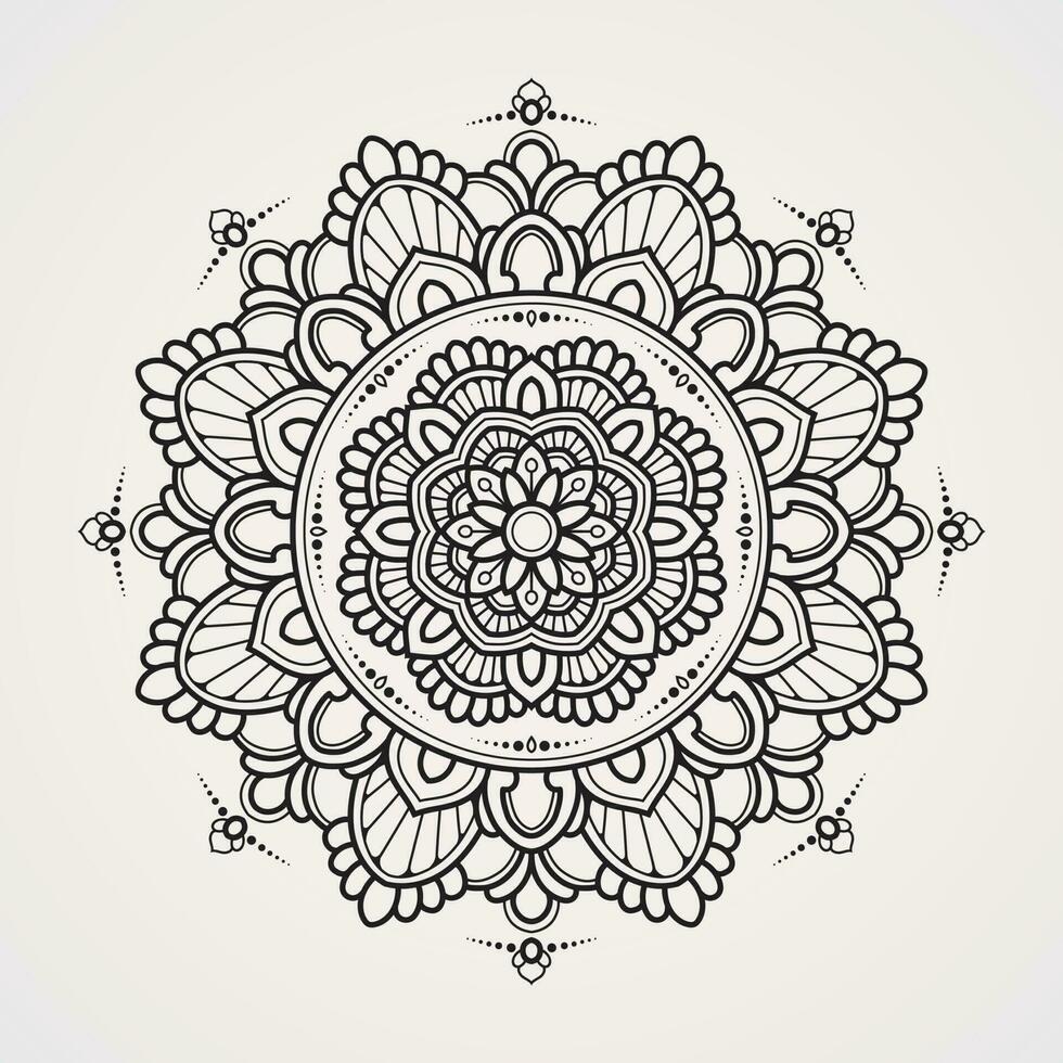 circular floral ornaments form a beautiful mandala. suitable for henna, tattoos, coloring books vector