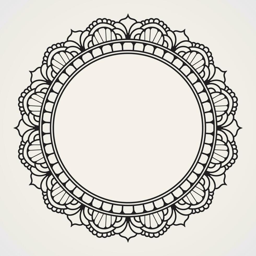 border flower ornament with circular shape for photos and quotes. suitable for henna, tattoos, photos, coloring books. islam, hindu,Buddha, india, pakistan, chinese, arab vector