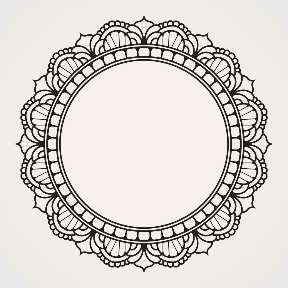 frontera flor ornamento con circular forma para fotos y citas. adecuado para alheña, tatuajes, fotos, colorante libros. islam, hindú, buda, India, Pakistán, chino, árabe vector