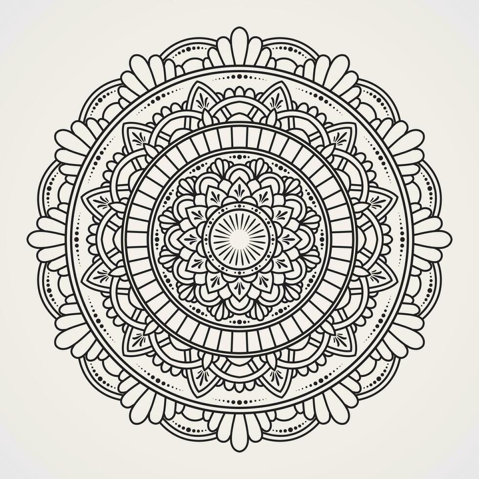 mandala circular pattern ornament with flower blend. suitable for henna, tattoos, photos, coloring books. islam, hindu,Buddha, india, pakistan, chinese, arab vector