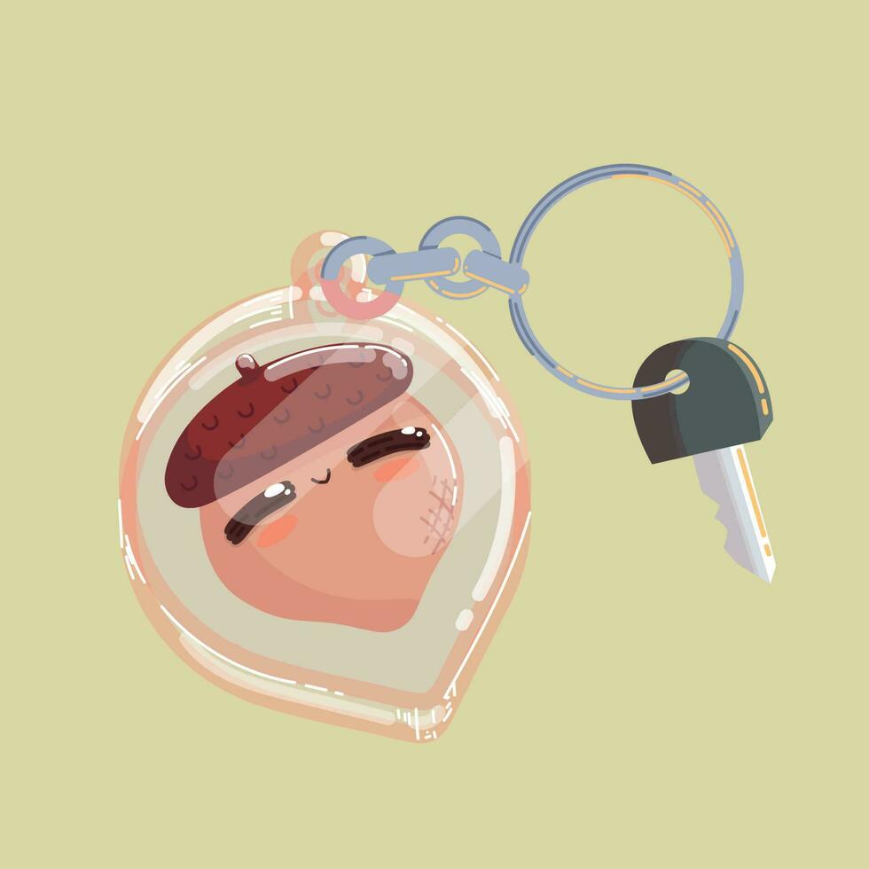 vector illustration of a cute walnut keychain