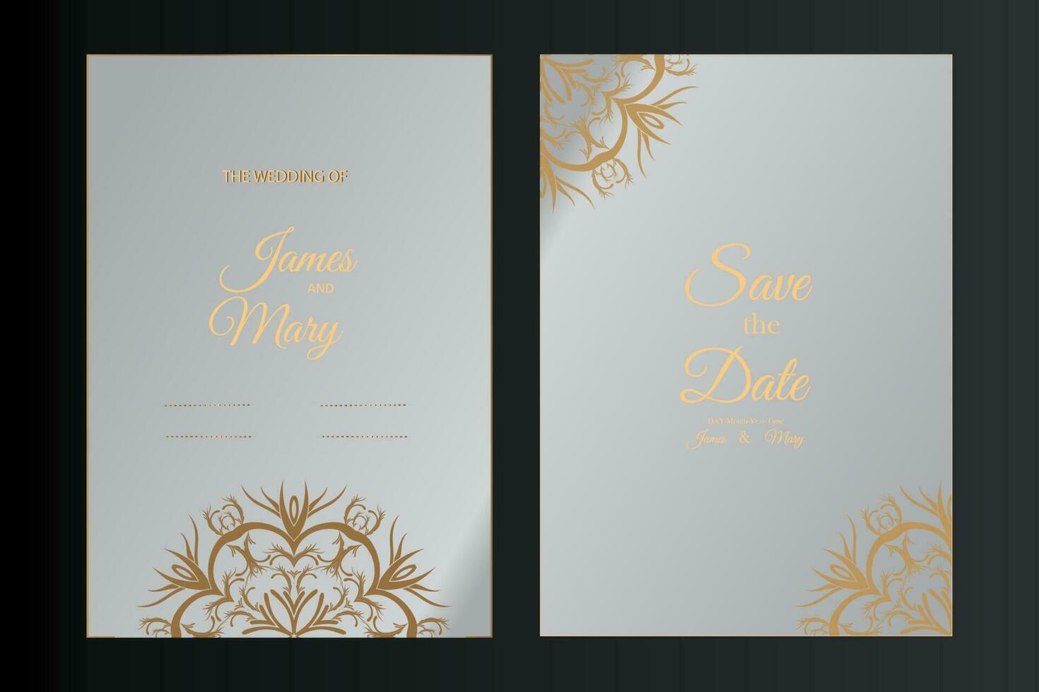 Mandala White invitation card with luxury gold pattern background design Can be used for flyers, wallpaper, packaging or any desired idea. Elegant vector elements