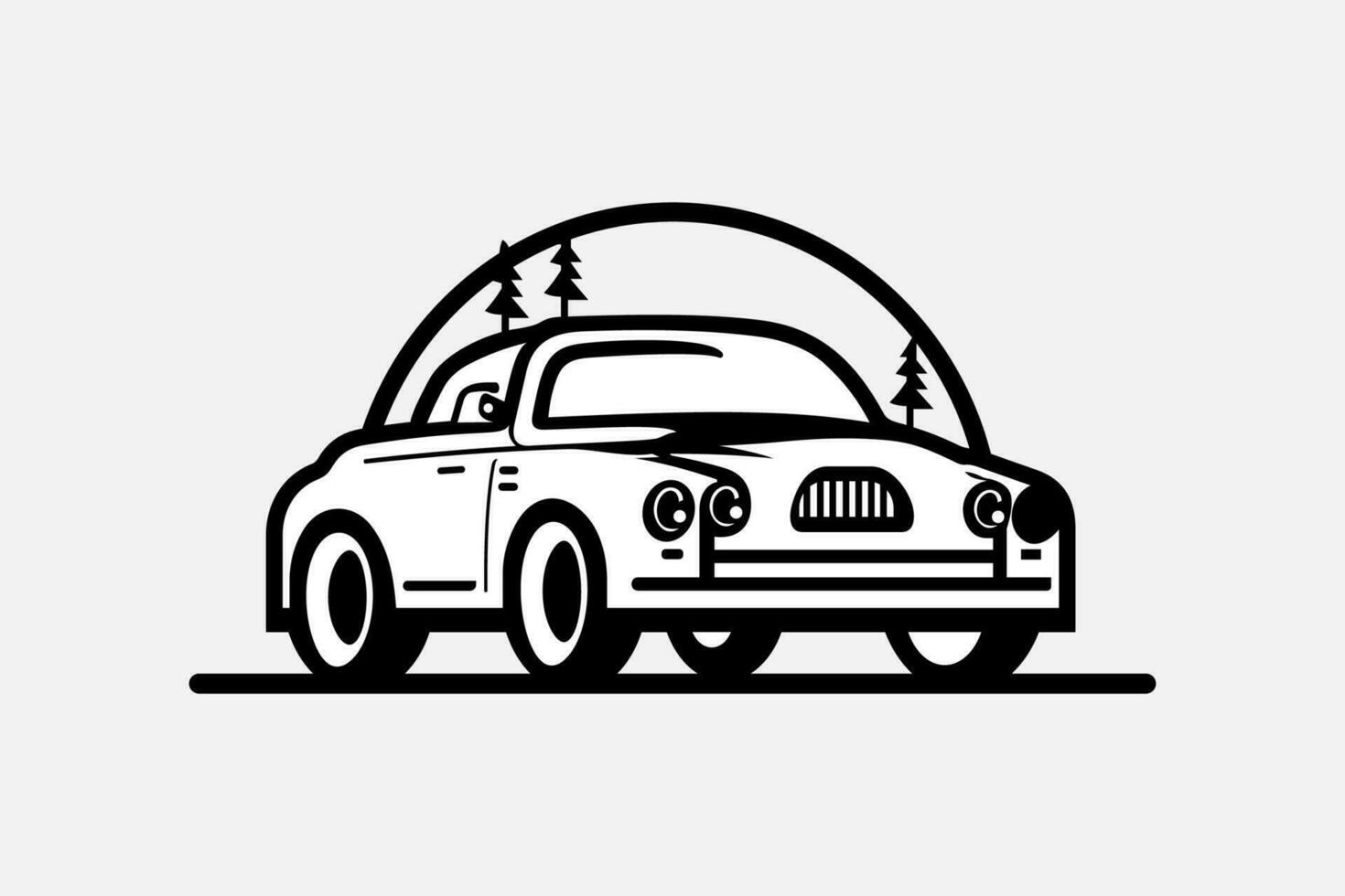 Simple Minimalist Car and house logo icon vector, car out from garage, concept for insurance, vehicle dealership and garage in trendy simple minimal modern style vector