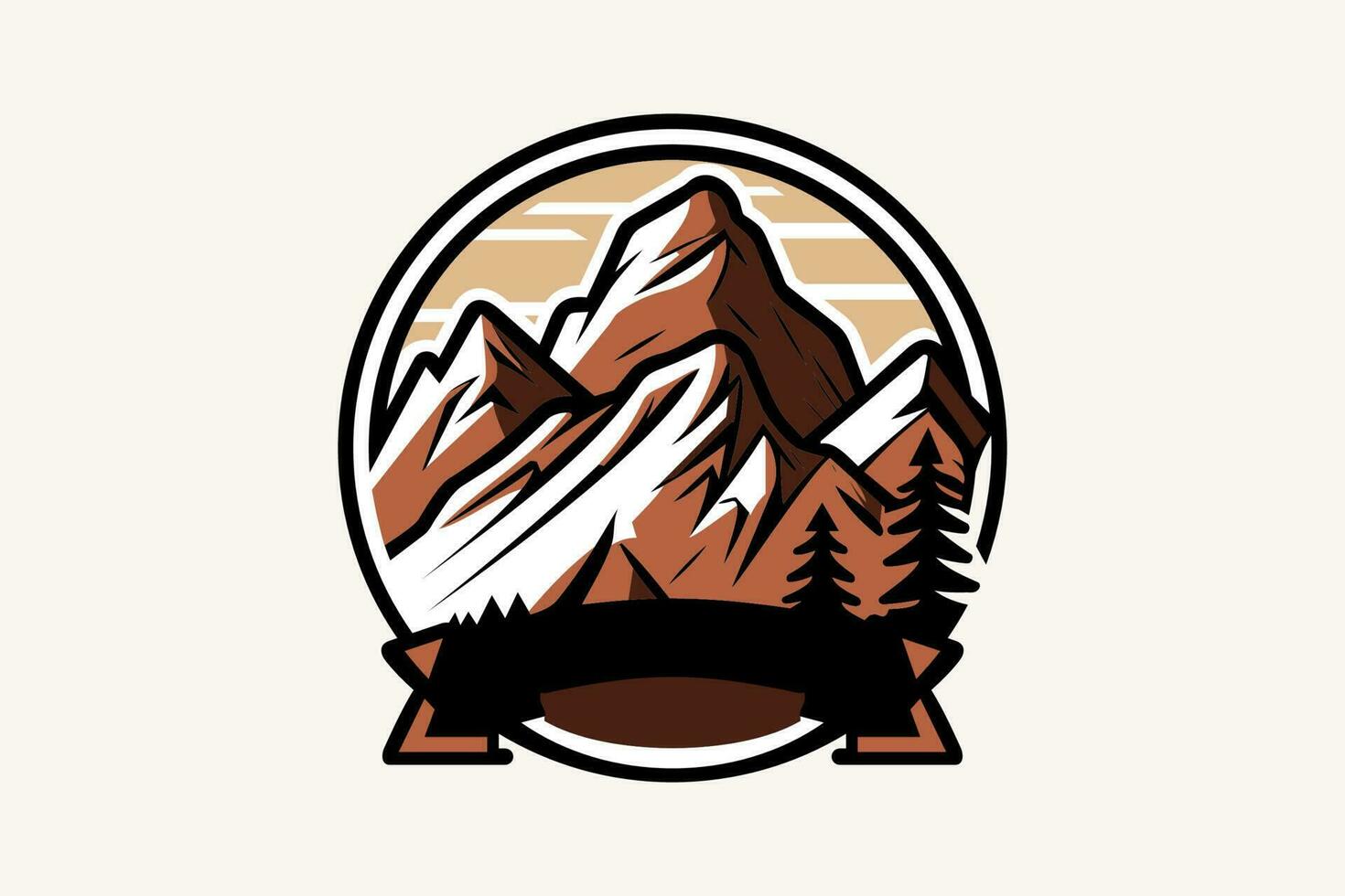 Mountain Icon for  Adventure and outdoor vintage logo template, badge or emblem style vector