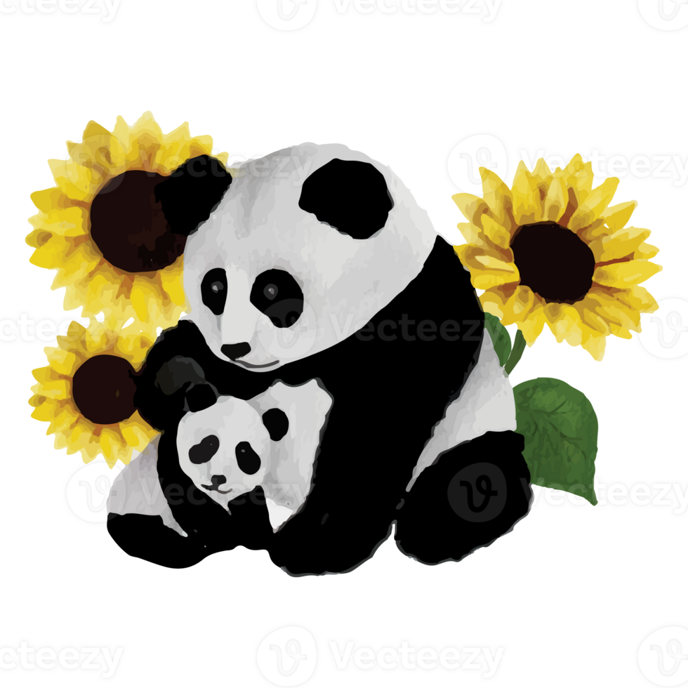 Panda In Different Poses Clip art Element Transparent Background png