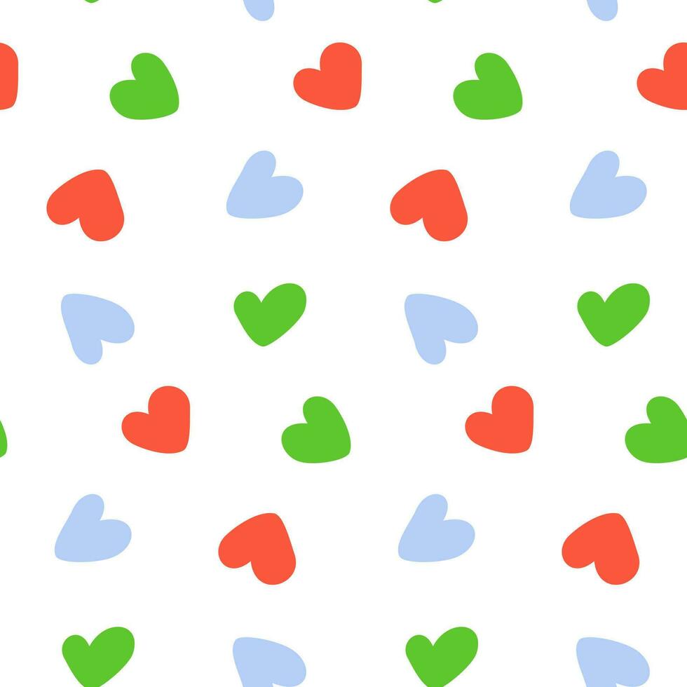 Abstract endless pattern with hand drawn hearts shapes in trendy bright shades. Isolate. Design for wrapping, wallpaper or web, background, poster, banner, brochures or price tag or cards. Vector. EPS vector