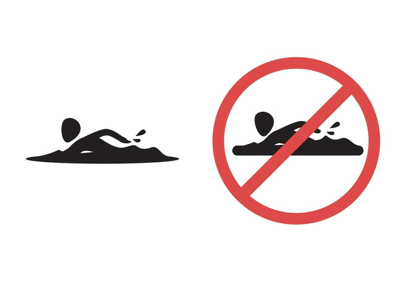 Swim and No Swimming Area Symbol Set. information illustration vector