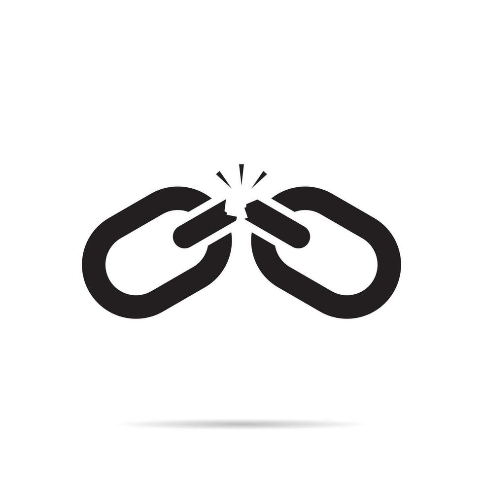 Broken chain icon vector. Damage link symbol in flat style vector