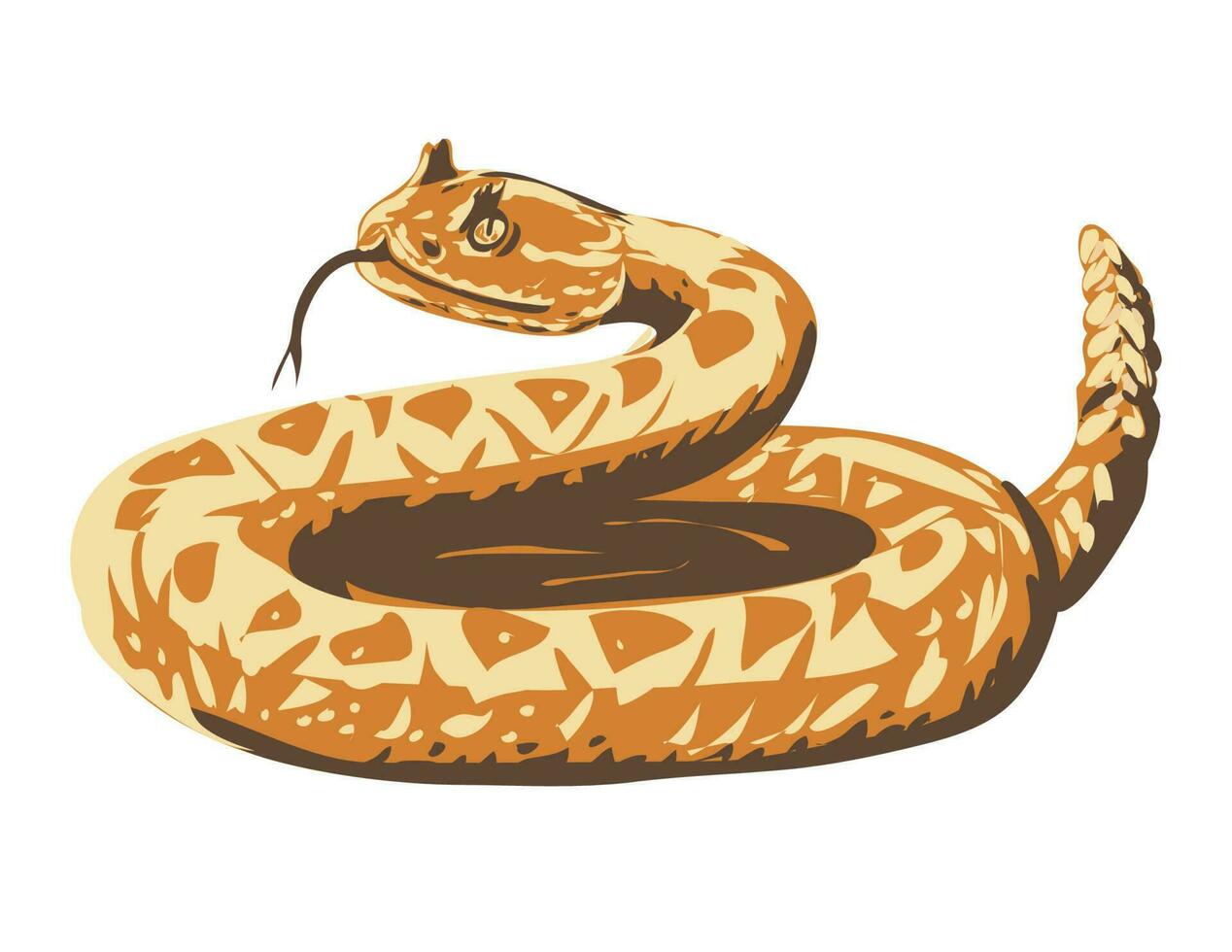Western Diamondback Rattlesnake iCurled Up WPA Poster Art vector
