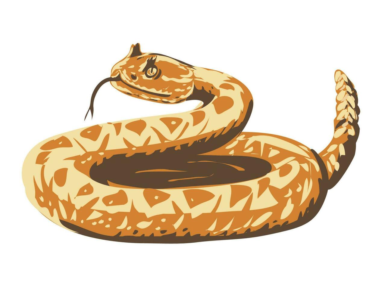 occidental diamante serpiente de cascabel icurvado arriba wpa póster Arte vector