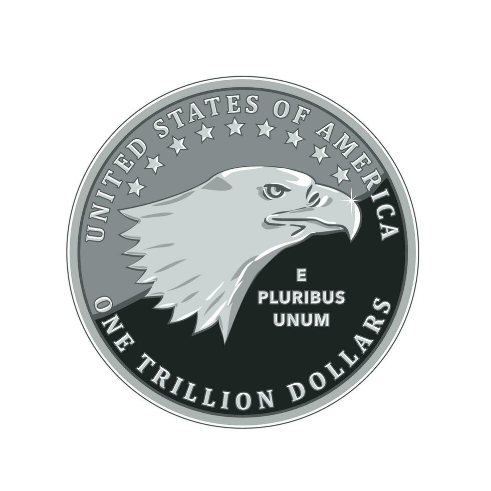 One Trillion Dollar Coin of United States of America Isolated vector