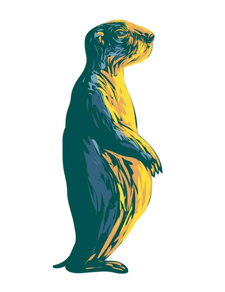 Prairie Dog Standing Side View WPA Poster Art vector