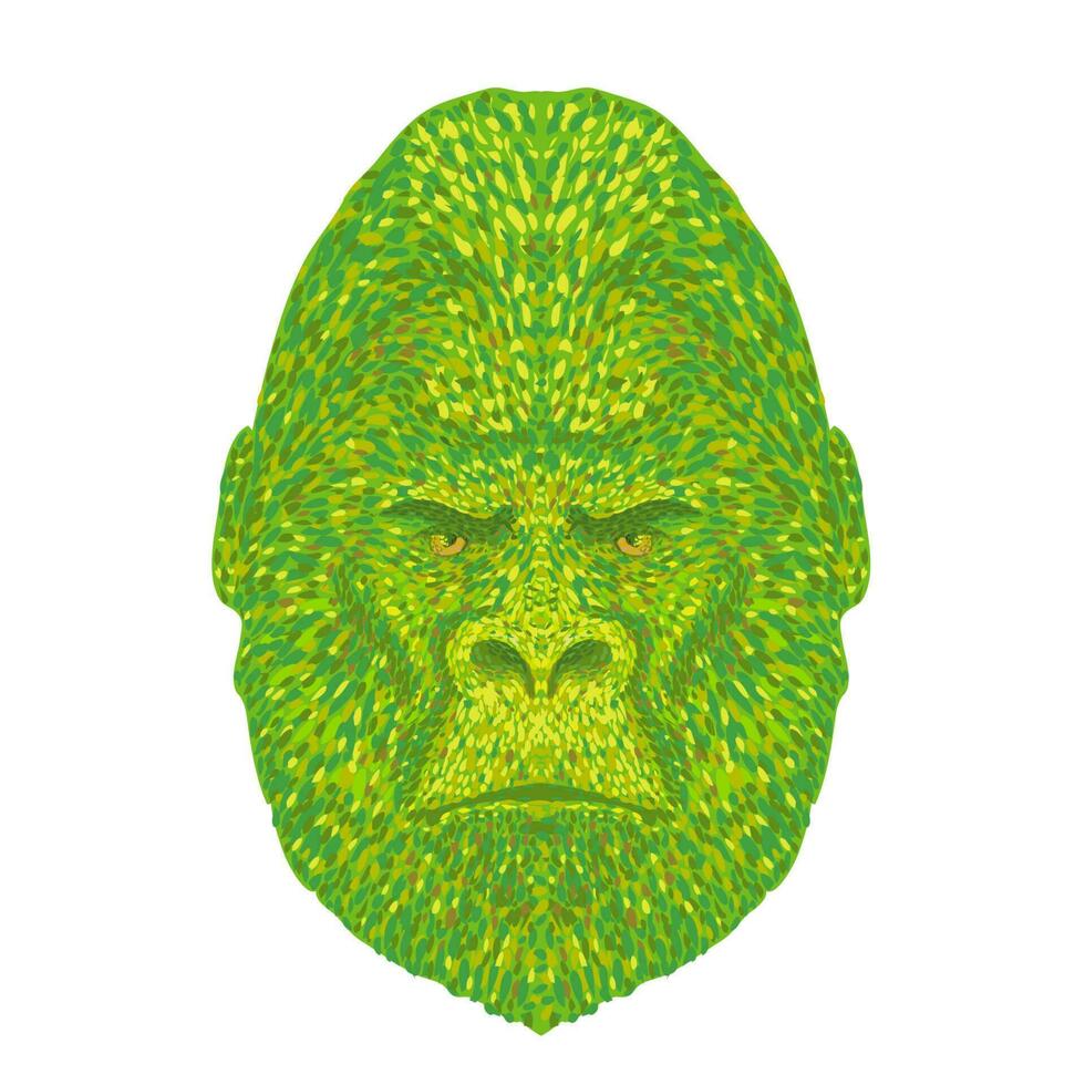 Silverback Gorilla Head Front View Pointillist Impressionist Pop Art Style vector