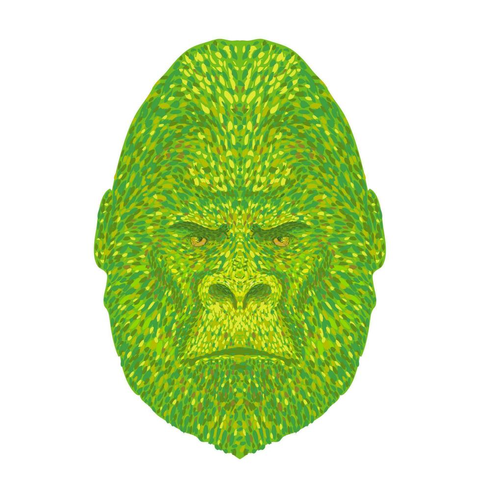 Silverback Gorilla Head Front View Pointillist Impressionist Pop Art Style vector