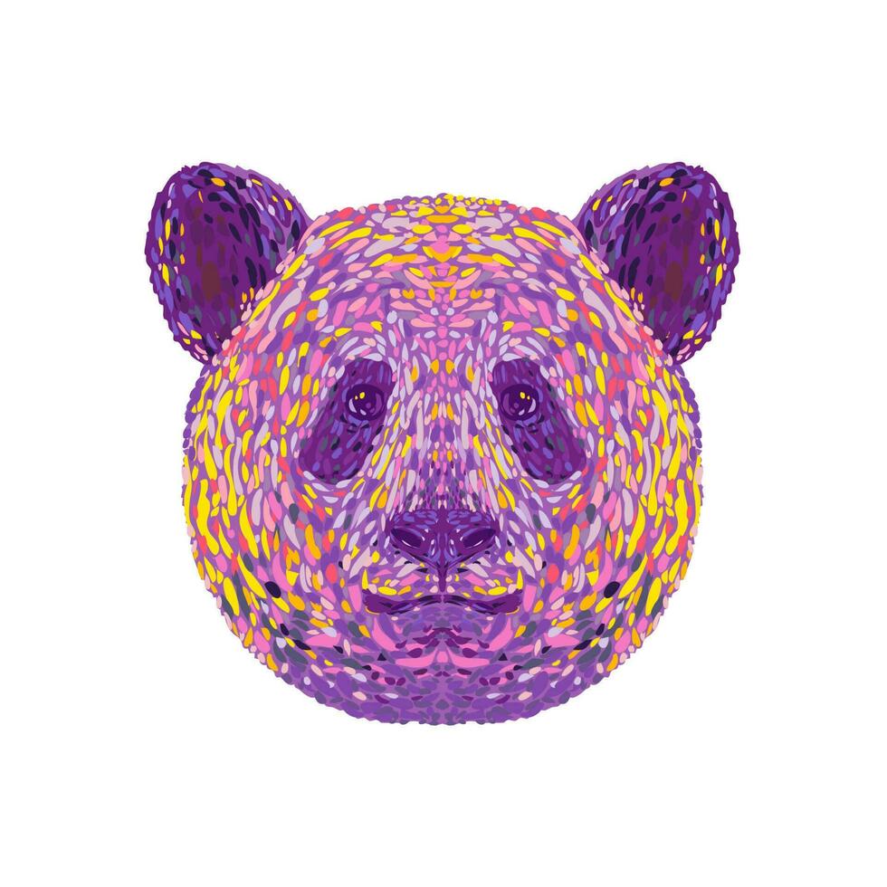 Giant Panda or Panda Bear Head Front View Pointillist Impressionist Pop Art Style vector