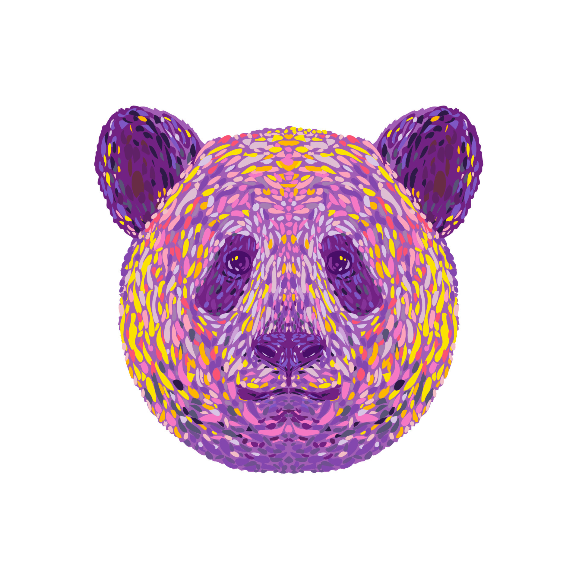 Giant Panda or Panda Bear Head Front View Pointillist Impressionist Pop ...