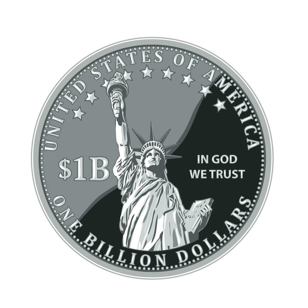 One Billion Dollar Coin of United States of America Isolated vector