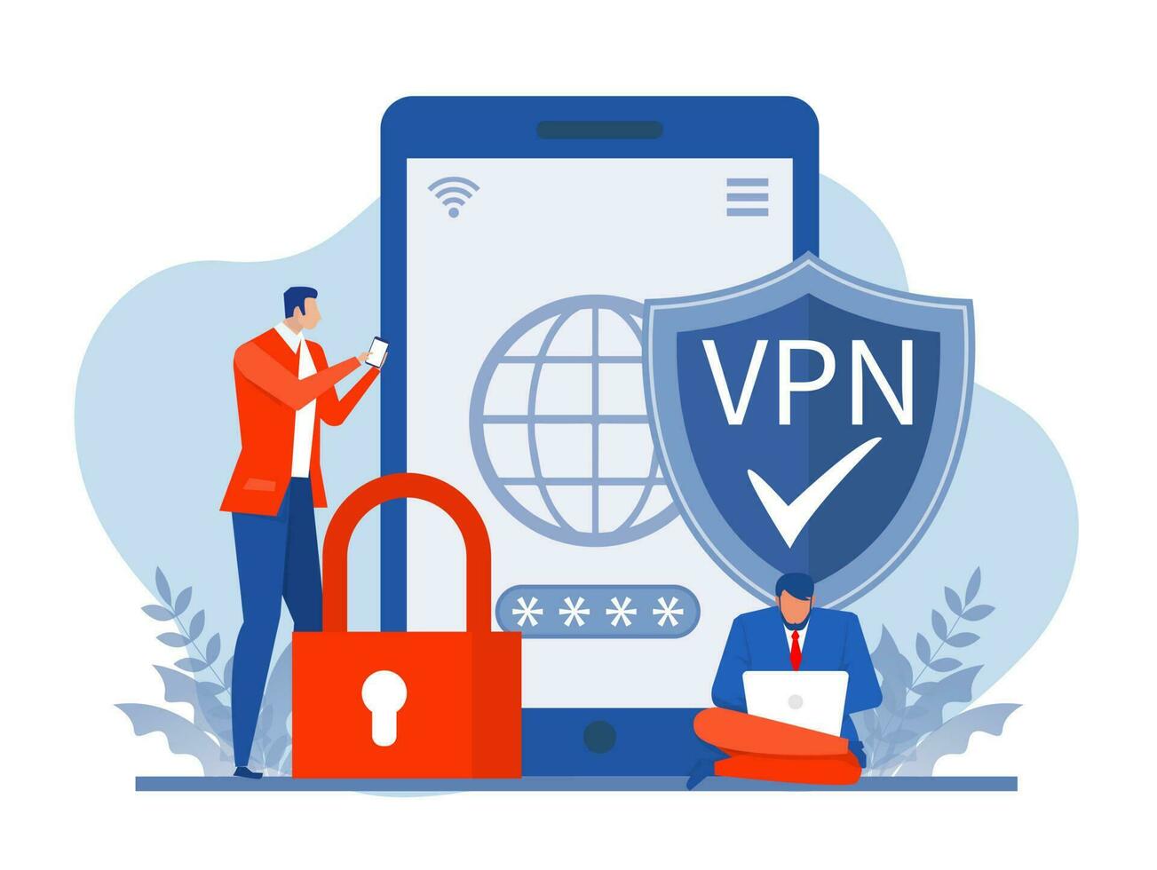 VPN technology Service Concept,Businessman Use browser unblock on ...
