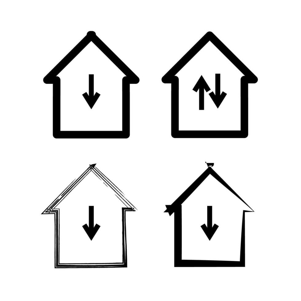 Set of house vector line icons on isolated background. Free vector illustration.