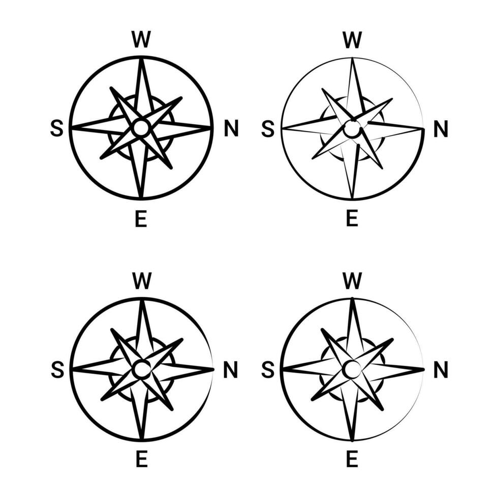 Compass icon, wind rose icons symbol vector design. Compass signs and symbols logo. Compass digital design symbol set.