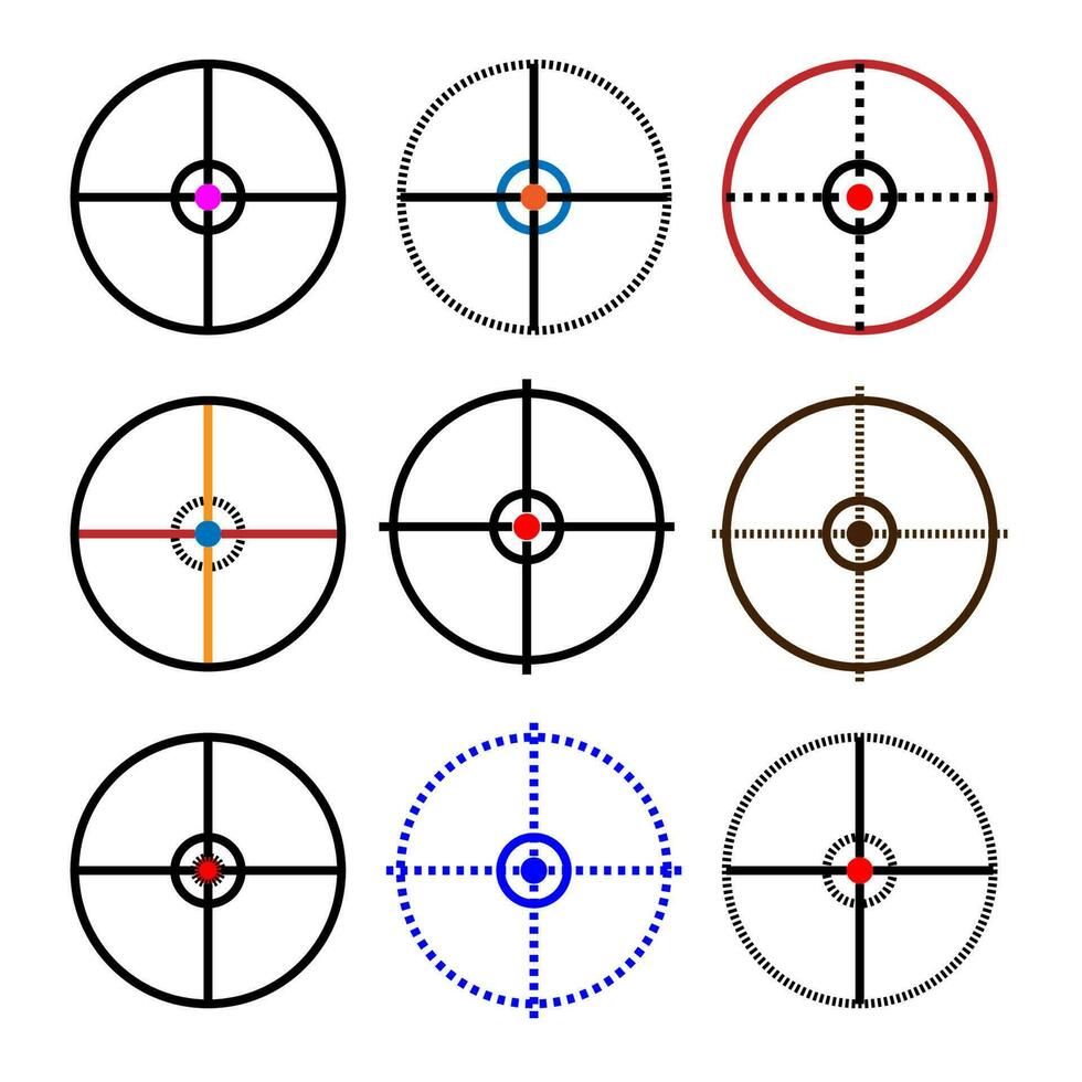 conjunto de objetivo objetivo iconos conjunto de visión pistola vector icono. moderno objetivo ilustración de punto de mira símbolo para web diseño.