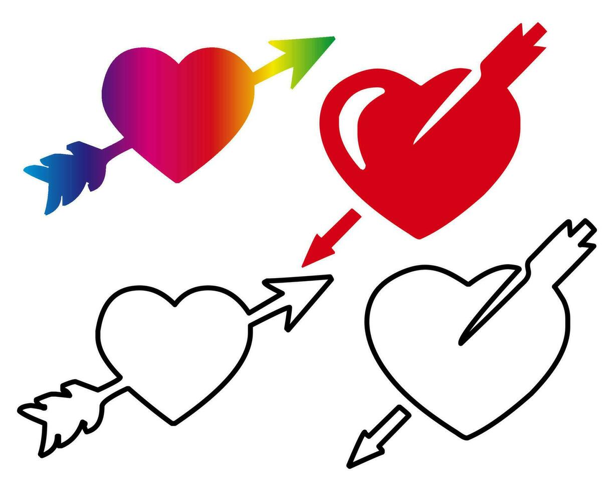 Heart with arrow symbol sign.  falling in love symbol, romantic heart icon vector. Free vector