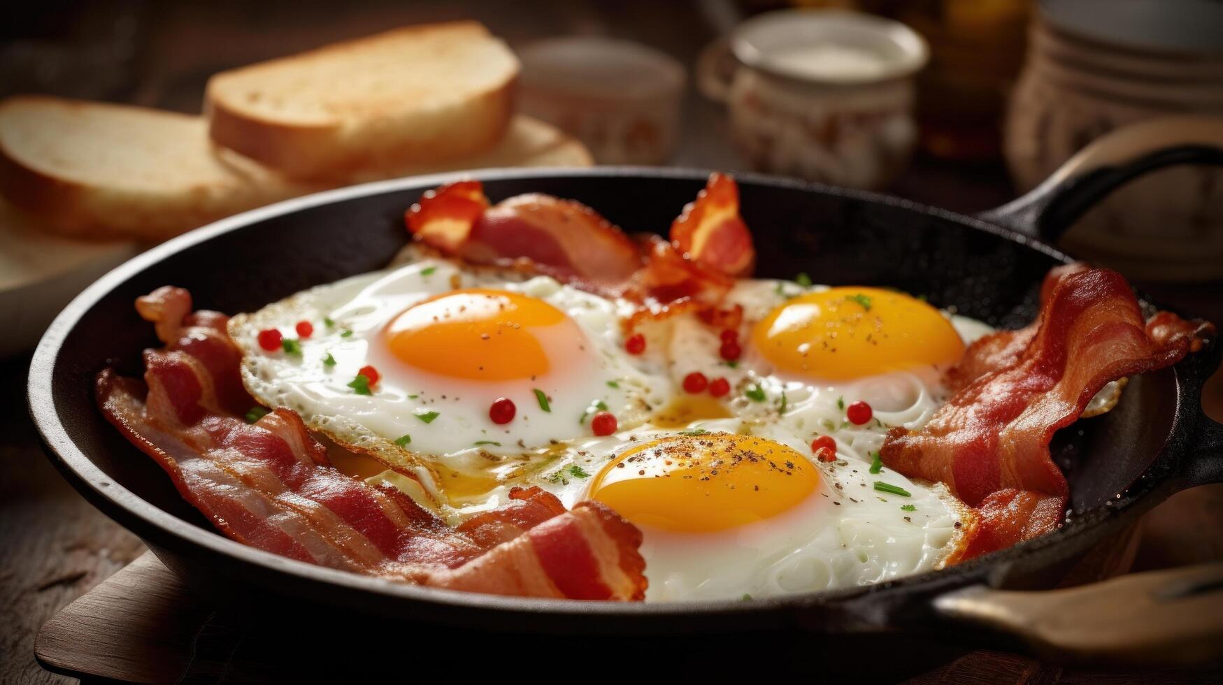 Bacon And Eggs Breakfast Stock Photos, Images and Backgrounds for Free