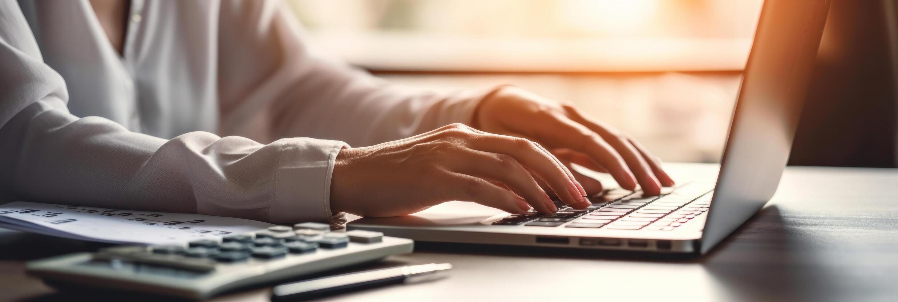 Hands with laptop. Illustration photo