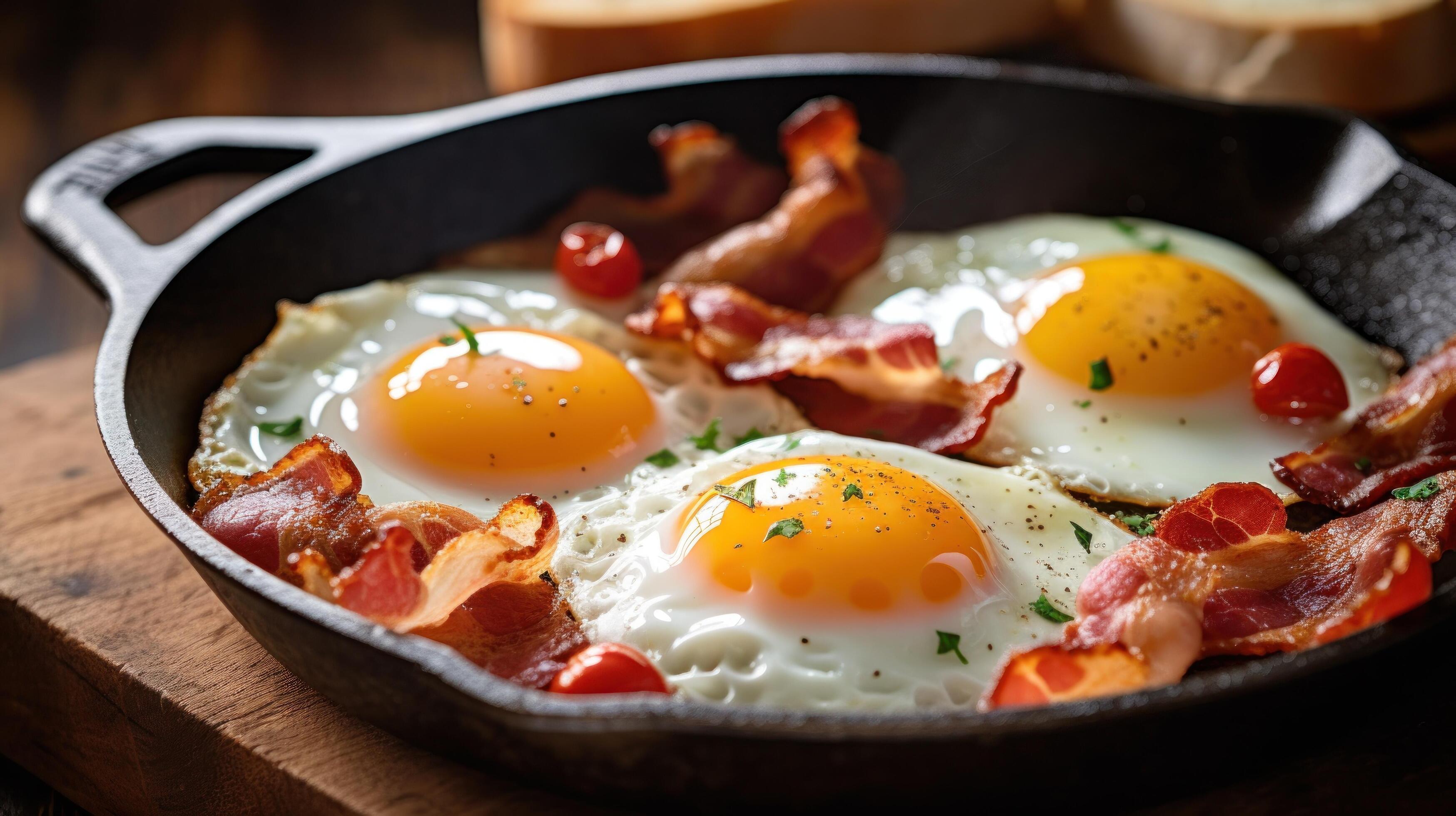Breakfast, bacon and eggs. Illustration 24399021 Stock Photo at Vecteezy